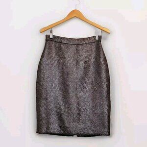 Banana Republic Womens Skirt Size 10P Gunmetal Jacquard Woven Zip Dark Academia